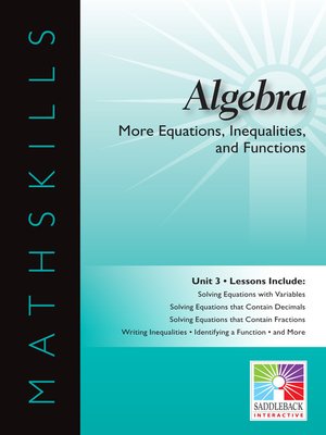 cover image of Algebra 1: More Equations, Inequalities, and Functions